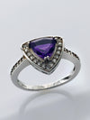 SILVER RING SET WITH AMETHYST AND CZ