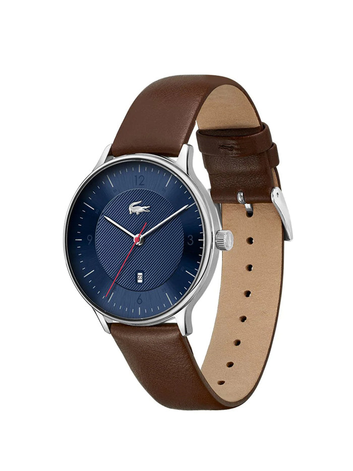Lacoste Club Brown Leather Blue Dial Men's Watch
