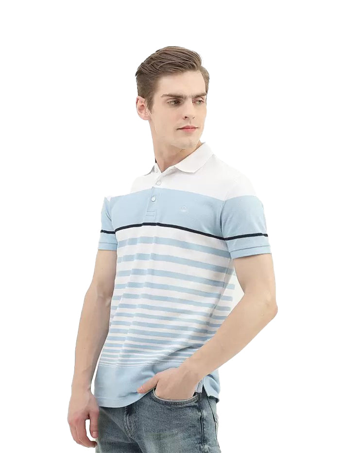 UNITED COLORS OF BENETTON MEN STRIPED POLO COLLAR T-SHIRT