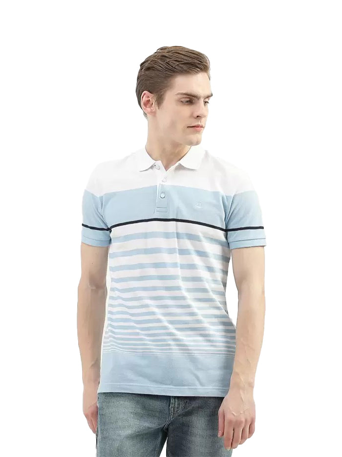 UNITED COLORS OF BENETTON MEN STRIPED POLO COLLAR T-SHIRT