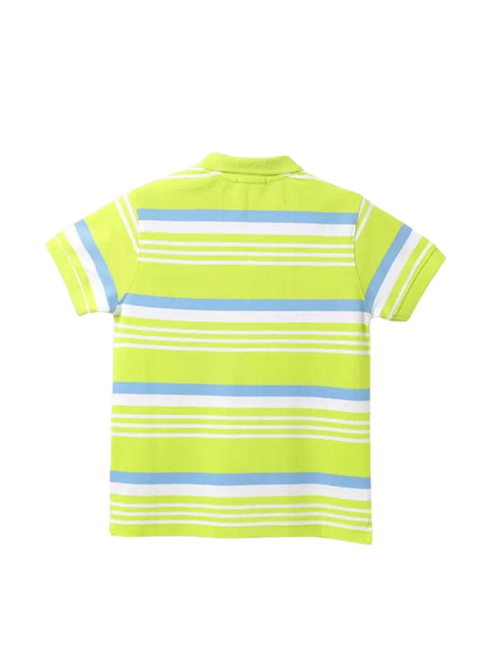 Baby Boys Striped Pure Cotton Green T Shirt