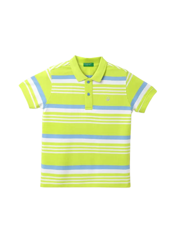 Baby Boys Striped Pure Cotton Green T Shirt