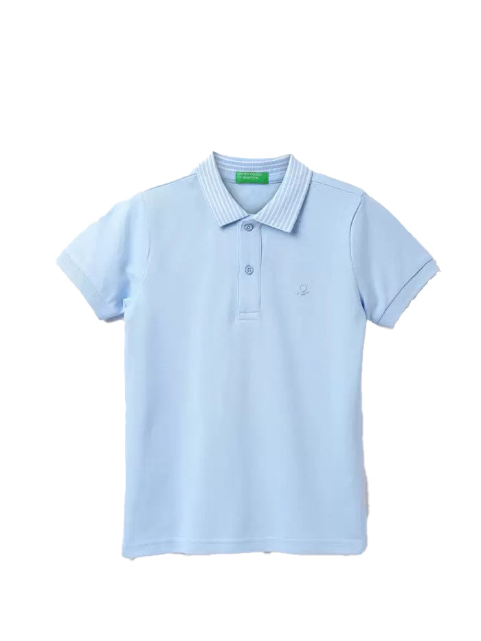 Boys Self Design Pure Cotton Blue T Shirt
