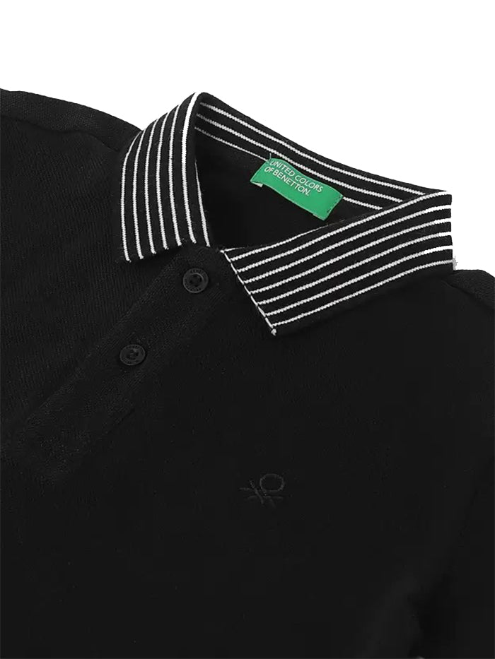 Boys Self Design Pure Cotton Black T Shirt