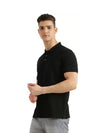 Men Solid Polo Neck Black T-Shirt
