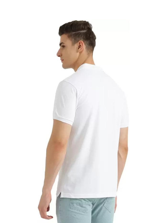 Men Solid Polo Neck White T-Shirt