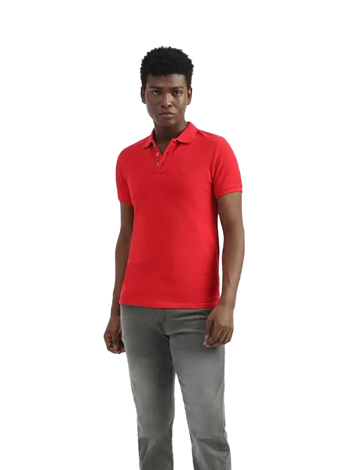 Men Solid Polo Neck Red T-Shirt