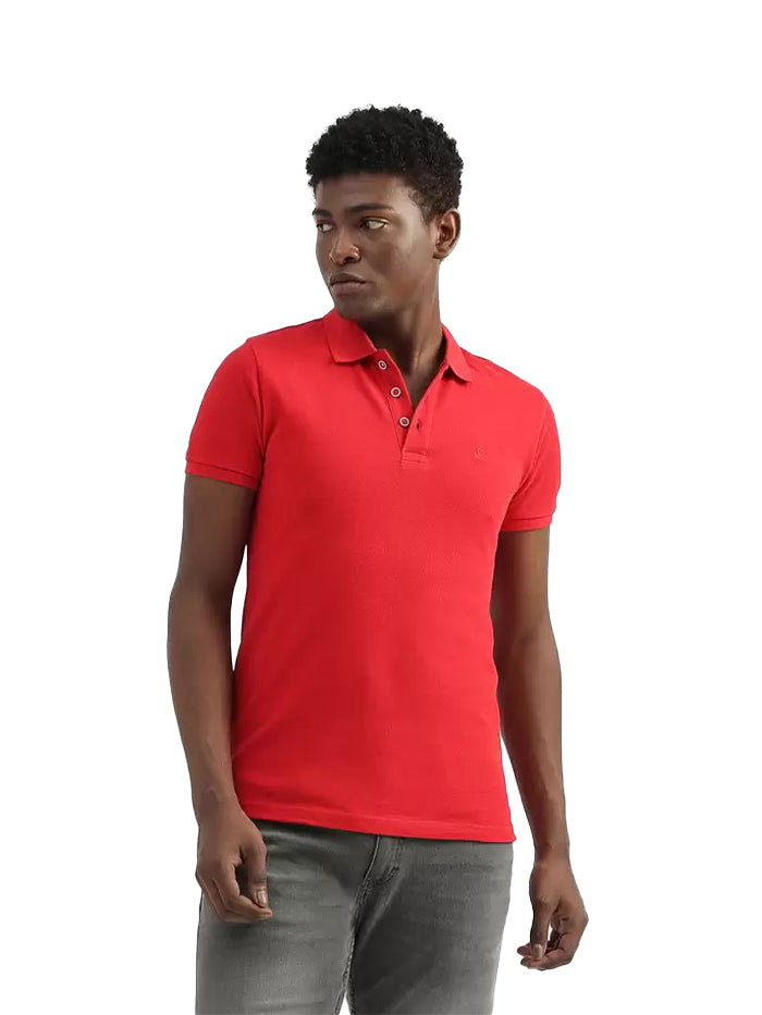 Men Solid Polo Neck Red T-Shirt