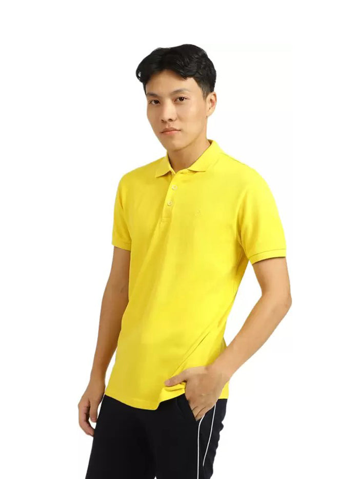 Men Solid Polo Neck Yellow T-Shirt