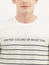 UNITED COLORS OF BENETTON MEN STRIPED ROUND NECK T-SHIRT