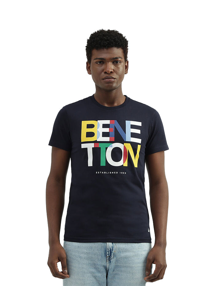 UNITED COLORS OF BENETTON COTTON PRINTED ROUND NECK MENS T-SHIRTS