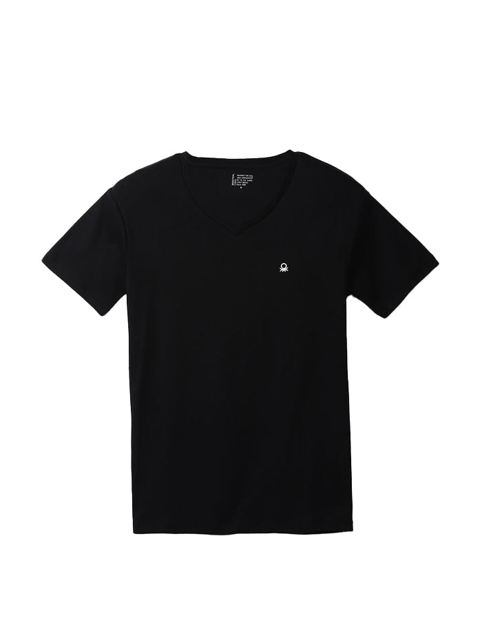 UNITED COLORS OF BENETTON BLACK V-NECK T-SHIRT