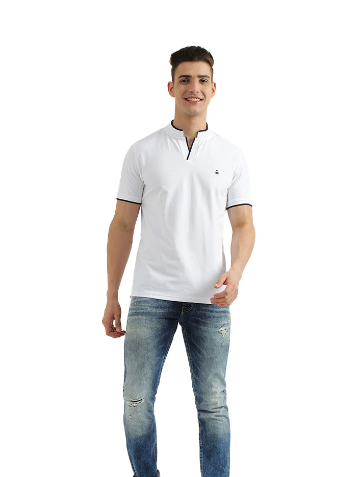 UNITED COLORS OF BENETTON MENS SHORT SLEEVE TIPPING T-SHIRT