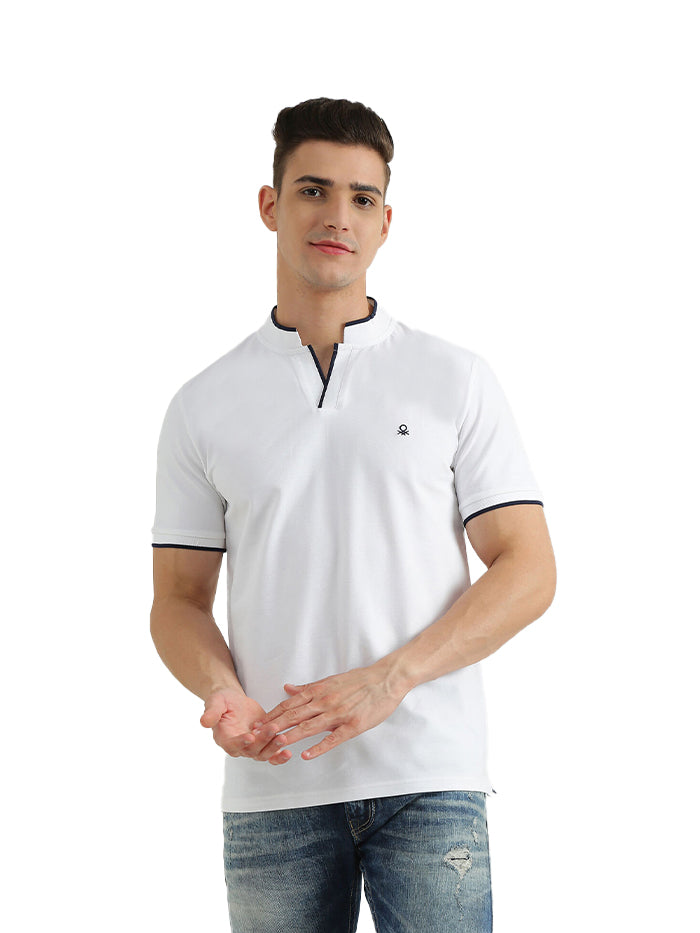 UNITED COLORS OF BENETTON MENS SHORT SLEEVE TIPPING T-SHIRT