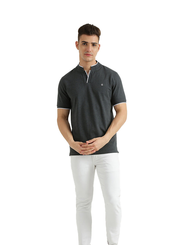 UNITED COLORS OF BENETTON MENS SHORT SLEEVE TIPPING T-SHIRT