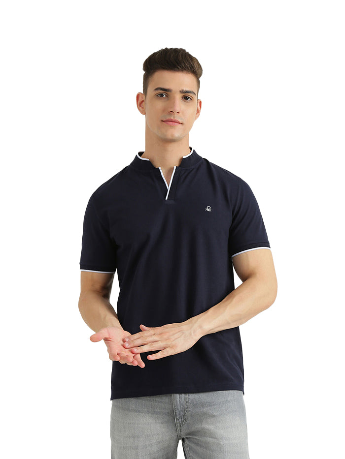 UNITED COLORS OF BENETTON MENS SHORT SLEEVE TIPPING T-SHIRT