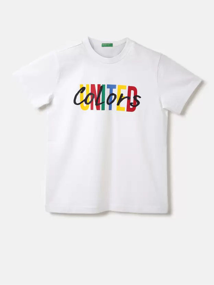 Boys Printed Pure Cotton white T Shirt