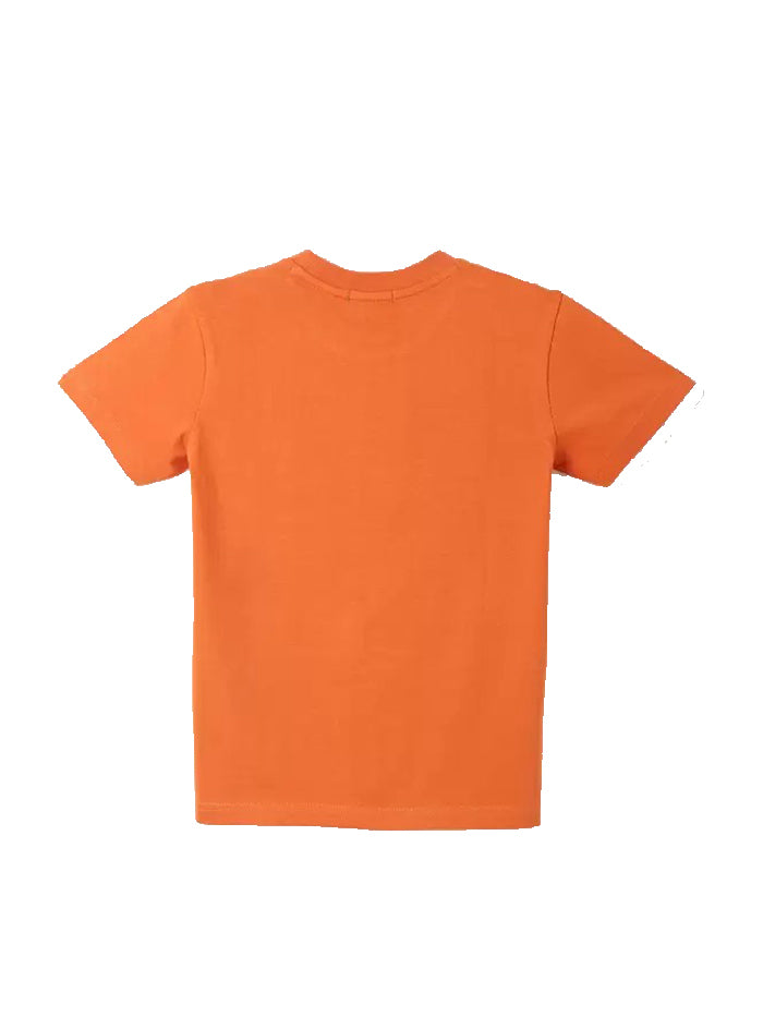 Boys Printed Pure Cotton Orange T Shirt