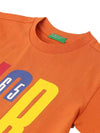 Boys Printed Pure Cotton Orange T Shirt