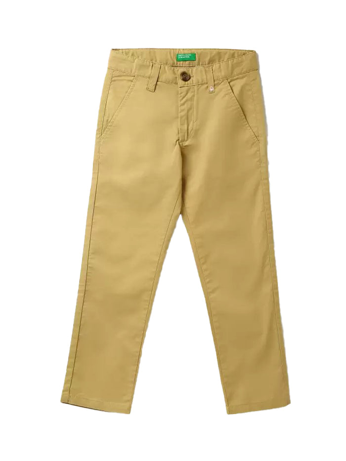 Boys Regular Fit Brown Pure Cotton Brown Trousers
