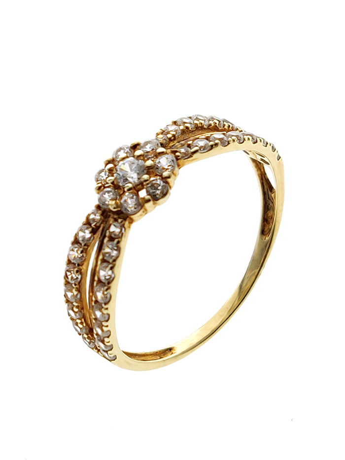 18K YELLOW GOLD RING SET WITH CZ
