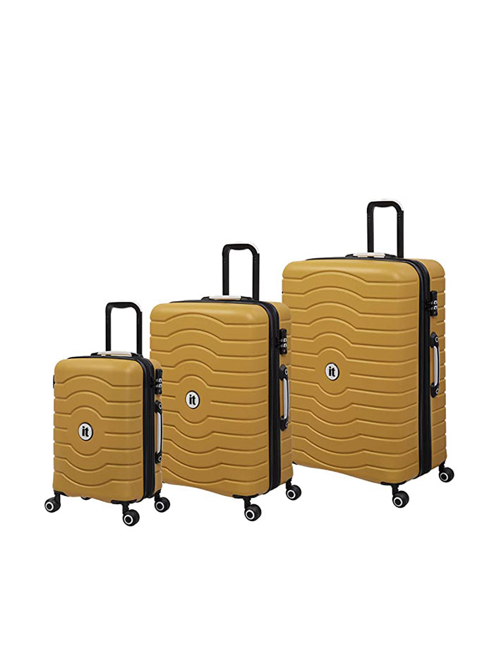it luggage Resonating Metal Old Gold Hard Side Suitcase Expandable Travel Bag