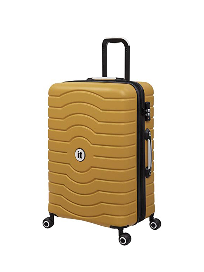 it luggage Resonating Metal Old Gold Hard Side Suitcase Expandable Travel Bag