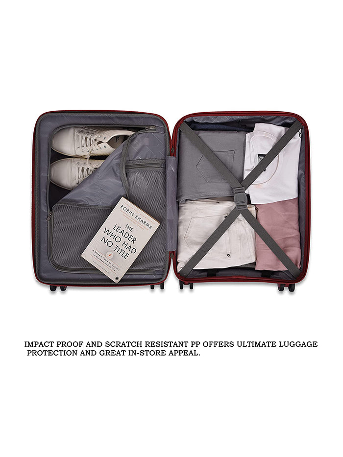 it luggage Eco Tough German Red Hard Sided 8 Wheel Suitcase Expandable Travel Bag