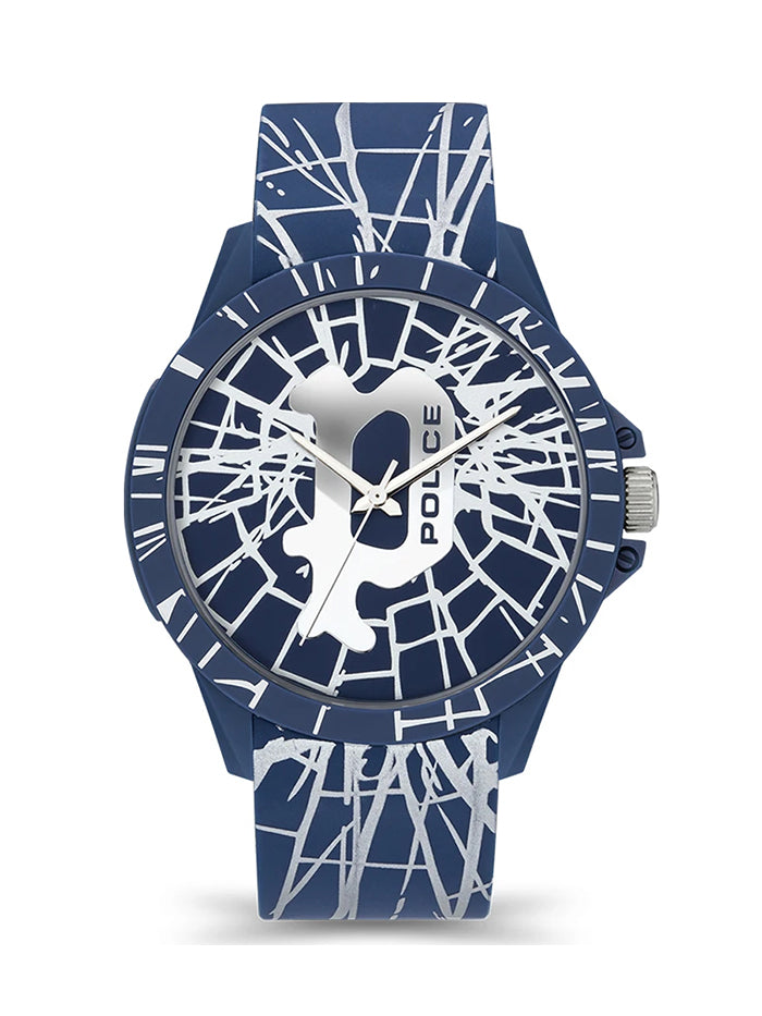 Police Wing Sketch Navy Silicone Men's Watch