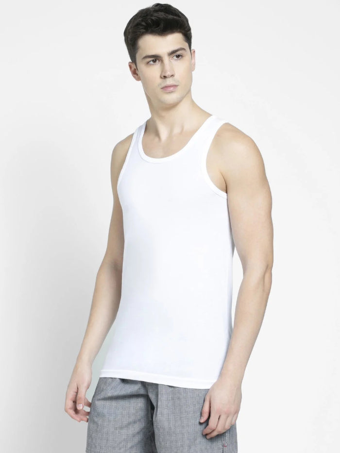 Deep Round Neck Sleeveless Vest (Pack of 2) - White