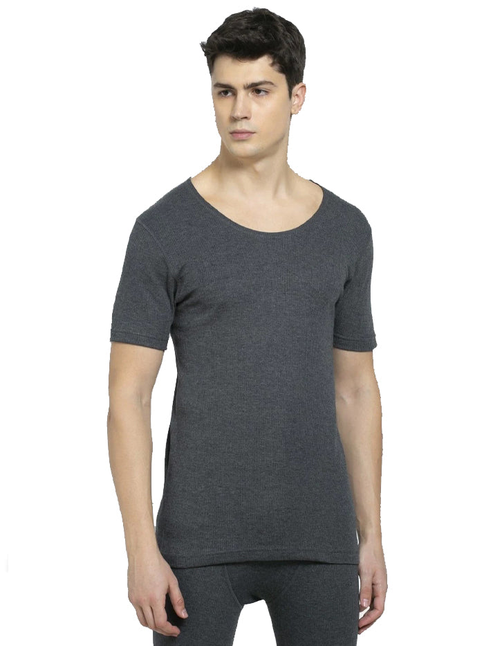 Men's Charcoal Melange Thermal Short Sleeve Vest