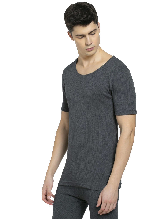 Men's Charcoal Melange Thermal Short Sleeve Vest