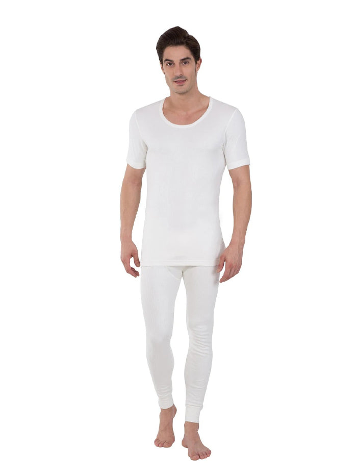 Men's Off White Thermal Short Sleeve Vest