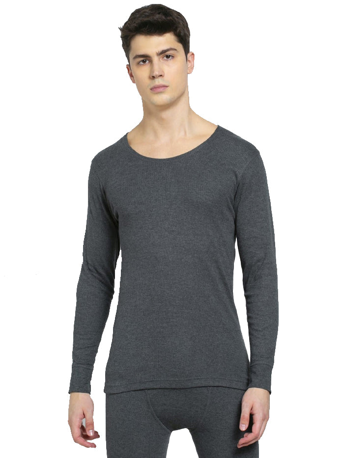 Men's Charcoal Melange Thermal Long Sleeve Vest