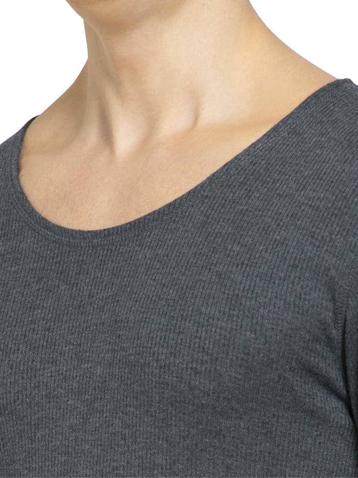 Men's Charcoal Melange Thermal Long Sleeve Vest