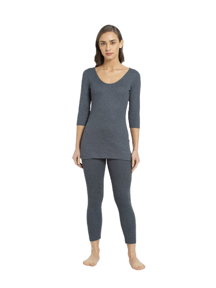 Ladies Charcoal Melange Thermal Leggings