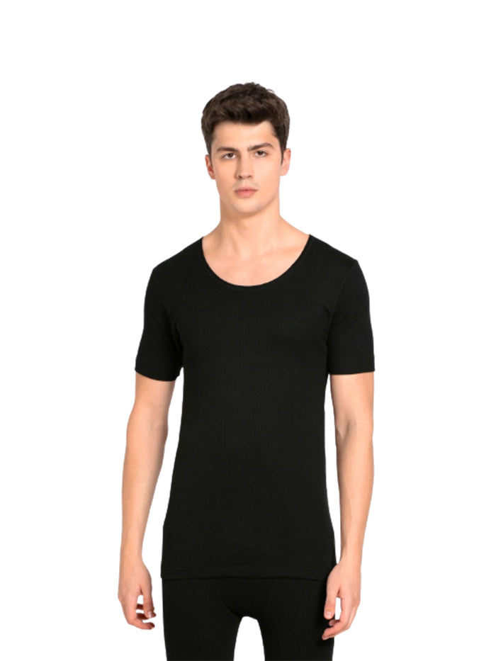 Mens Vest Short Sleeve Thermal Vest Men's Black Thermal Short