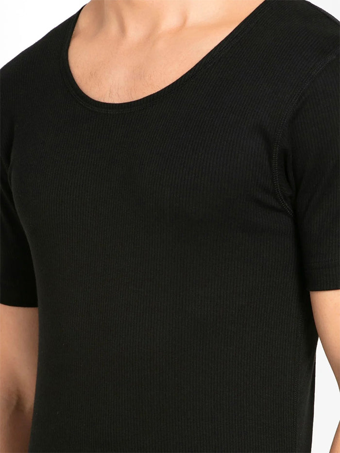 Men's Black Thermal Short Sleeve Vest