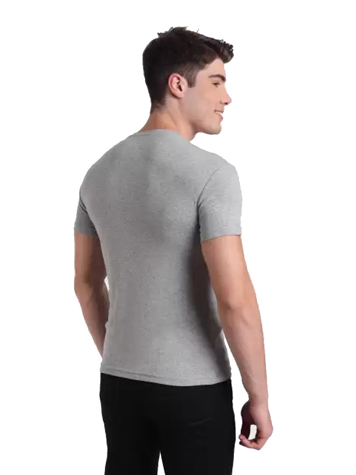 Solid Men Round Neck Grey T-Shirt