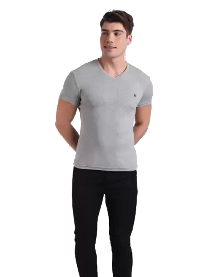 Solid Men Round Neck Grey T-Shirt