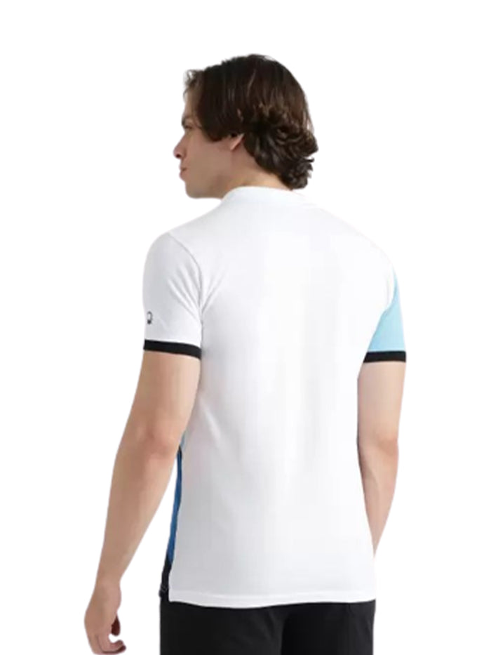 Printed Men Polo Neck Blue T-Shirt