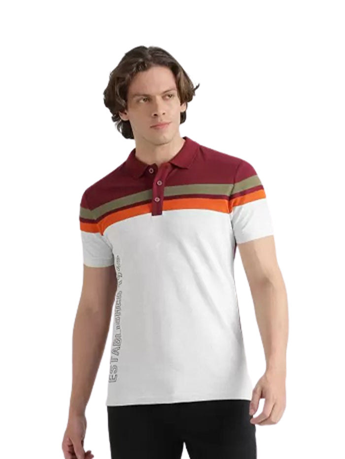 Color Block Men Polo Neck Multicolor T-Shirt