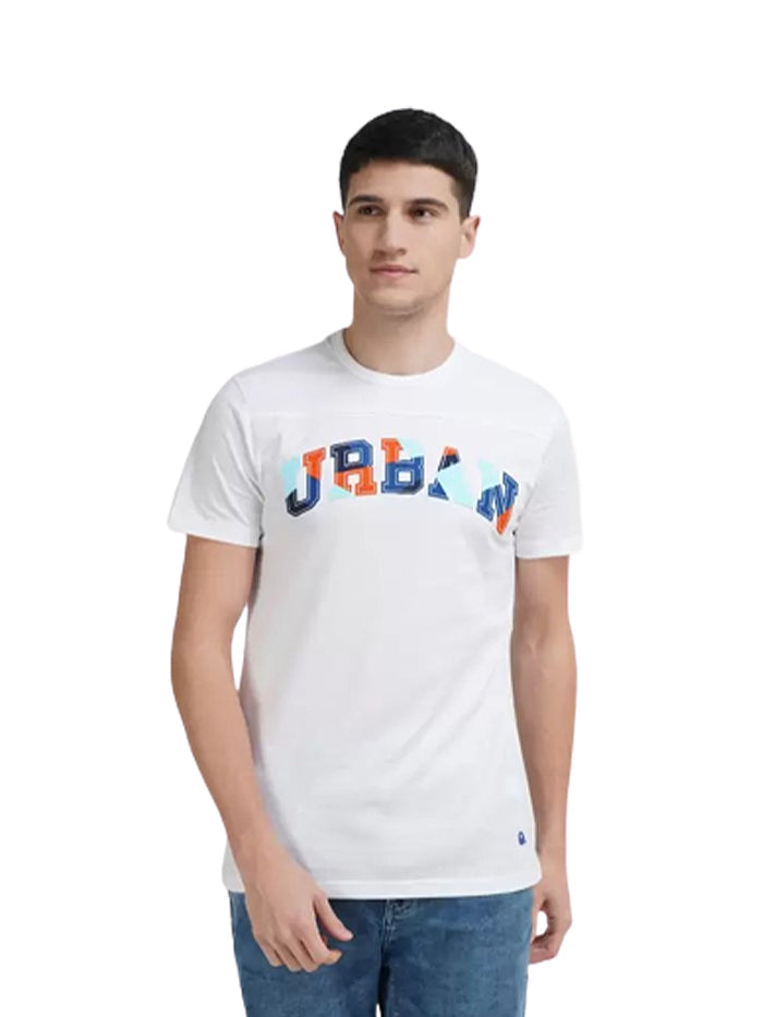 Printed Men Round Neck White T-Shirt