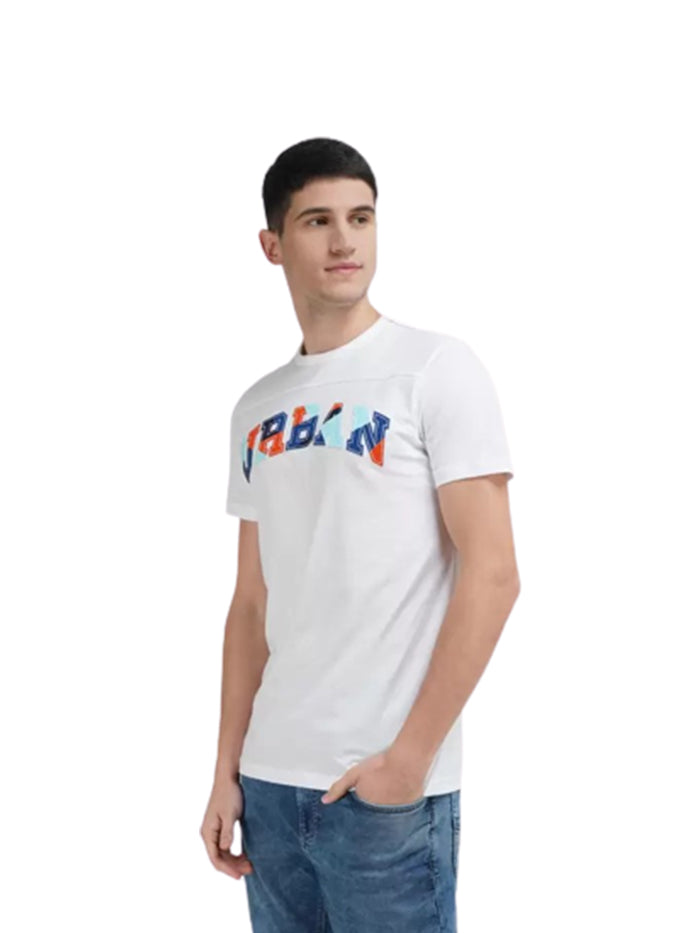 Printed Men Round Neck White T-Shirt