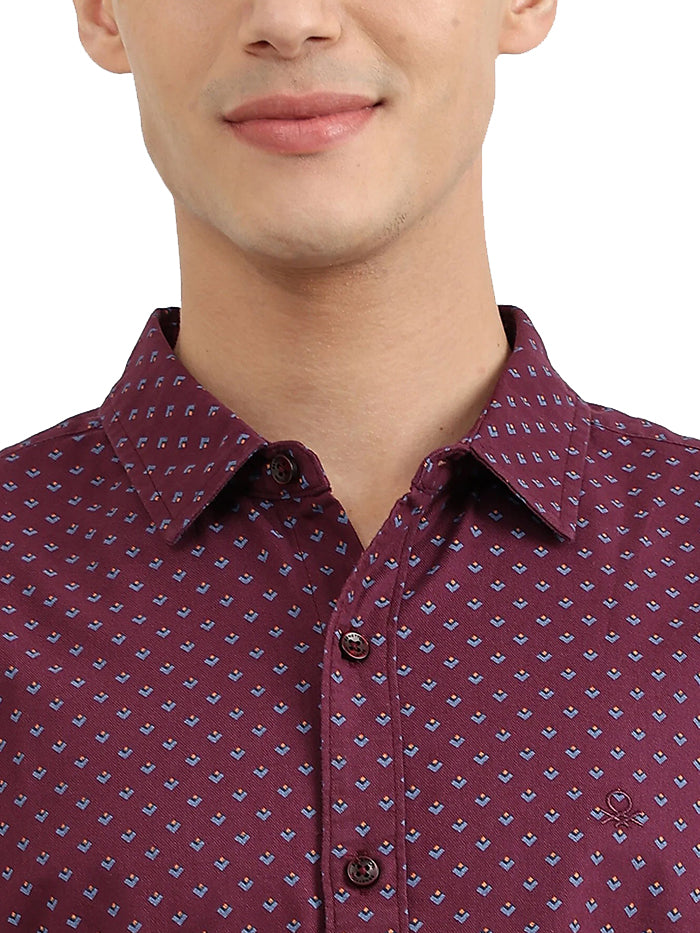 UNITED COLORS OF BENETTON MENS SLIM FIT PRINTED SHIRT