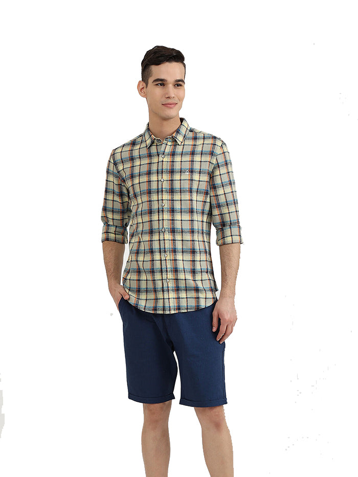 UNITED COLORS OF BENETTON MENS SLIM FIT CHECK SHIRT