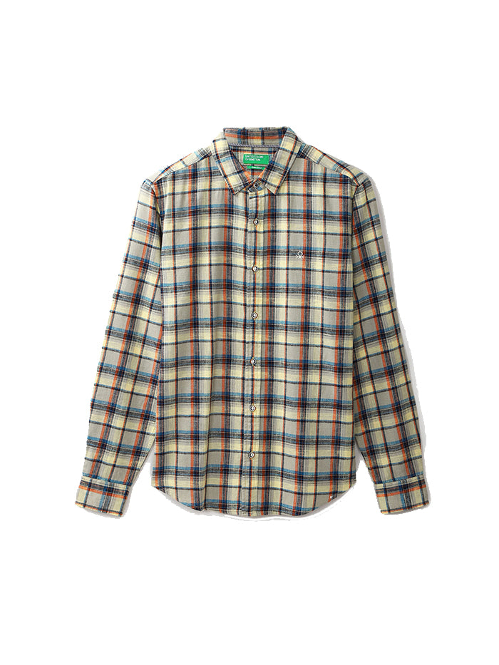 UNITED COLORS OF BENETTON MENS SLIM FIT CHECK SHIRT