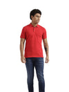 UNITED COLORS OF BENETTON MEN RED SOLID REGULAR POLO T SHIRT