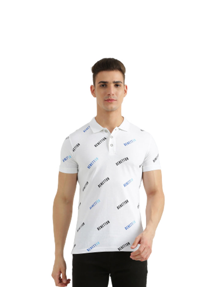 UNITED COLORS OF BENETTON MENS SHORT SLEEVE PRINTED POLO