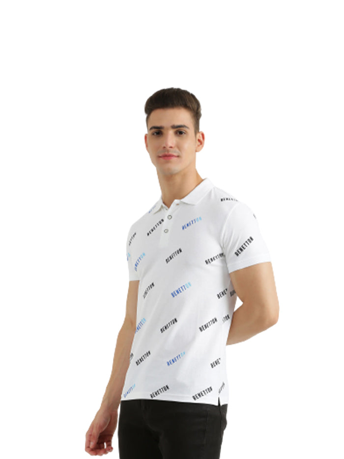 UNITED COLORS OF BENETTON MENS SHORT SLEEVE PRINTED POLO